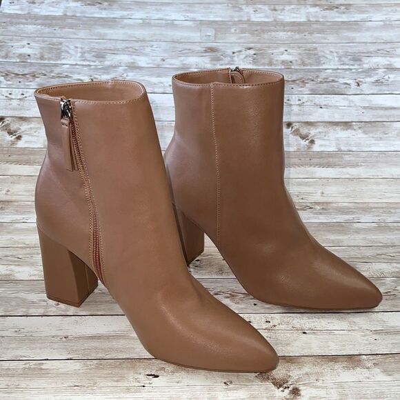 New MADDEN GIRL Faux Leather Flex Pointed Toe Zipper Women's Booties Caramel NWT - Picture 5 of 15